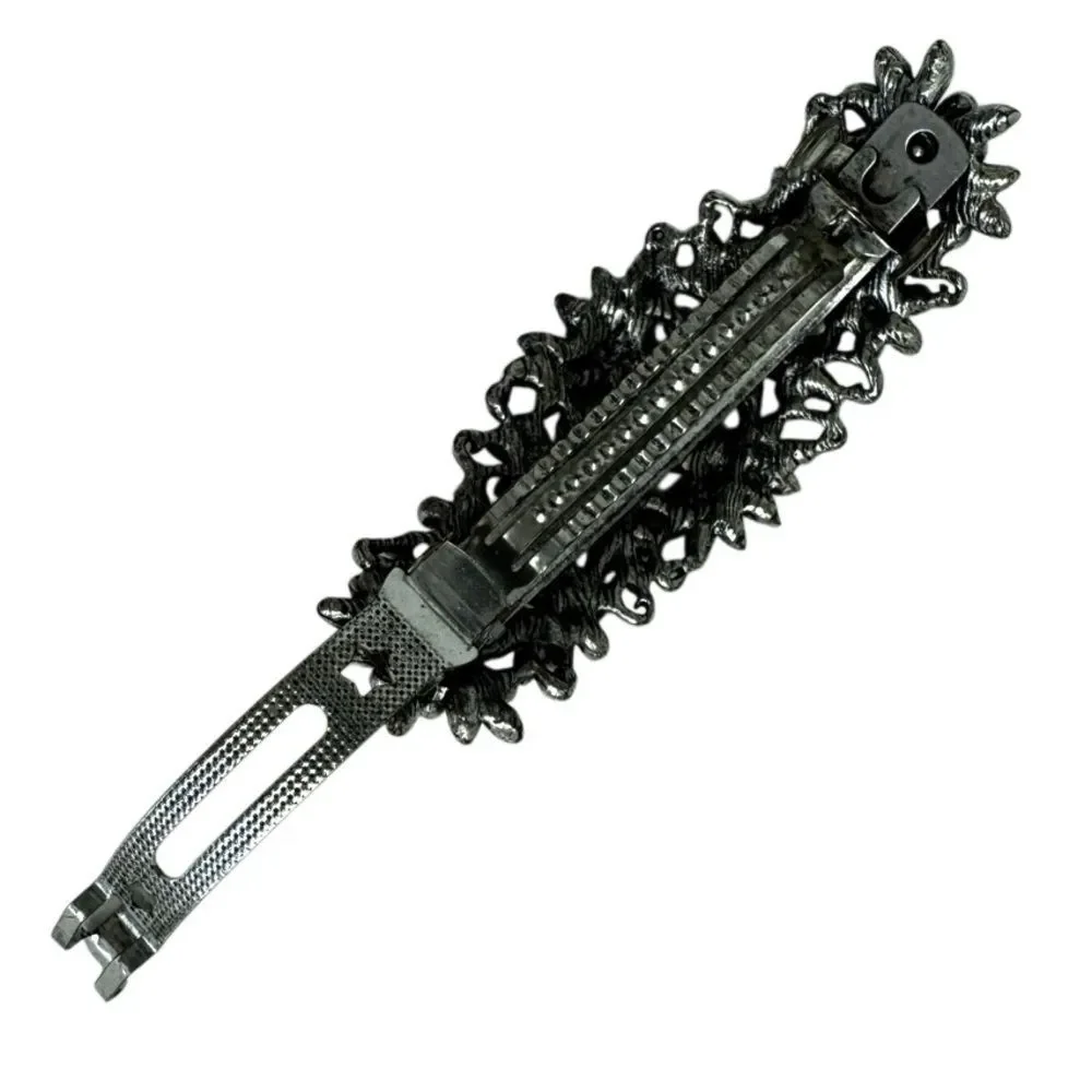 FLOWER AND PETAL RHINESTONE AND METAL BARRETTE HAIR JEWELRY